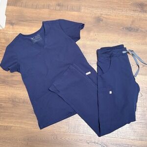 FIGS Scrub Set XXS Navy BlueCasma Top Kade Cargo Pants Womens